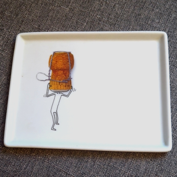 Retired CRATE & BARREL CB2 "Olive" Champagne Cork Appetizer Plate - Picture 1 of 2